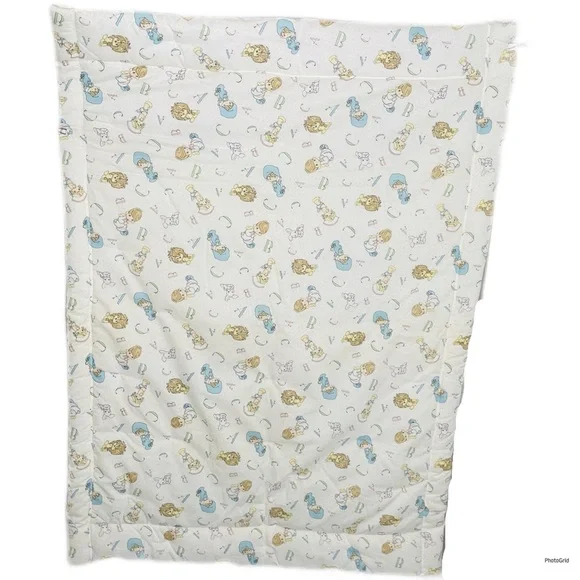 Vintage hand embroidered baby quilt with birds and animals precious moments - Picture 2 of 12